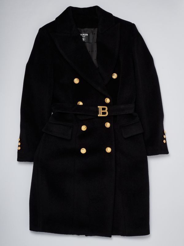 Balmain girl coat in mohair wool Black Buy online at the best price