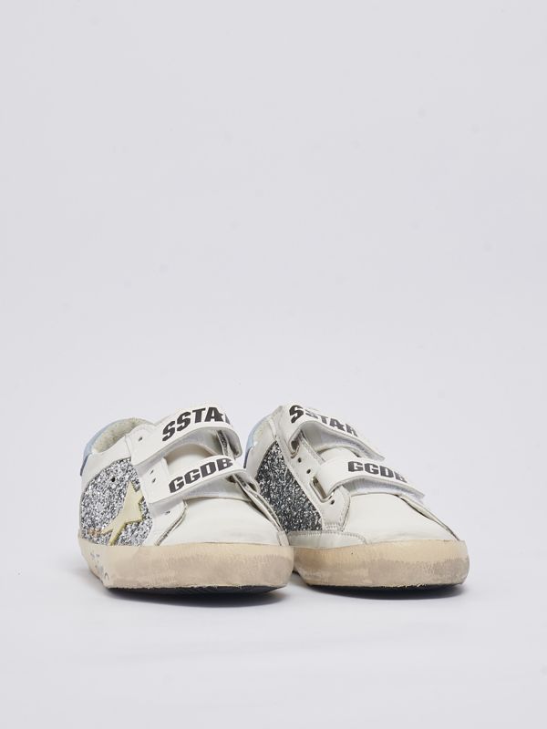 Golden Goose Old School girl sneakers with glitter WhiteSilver