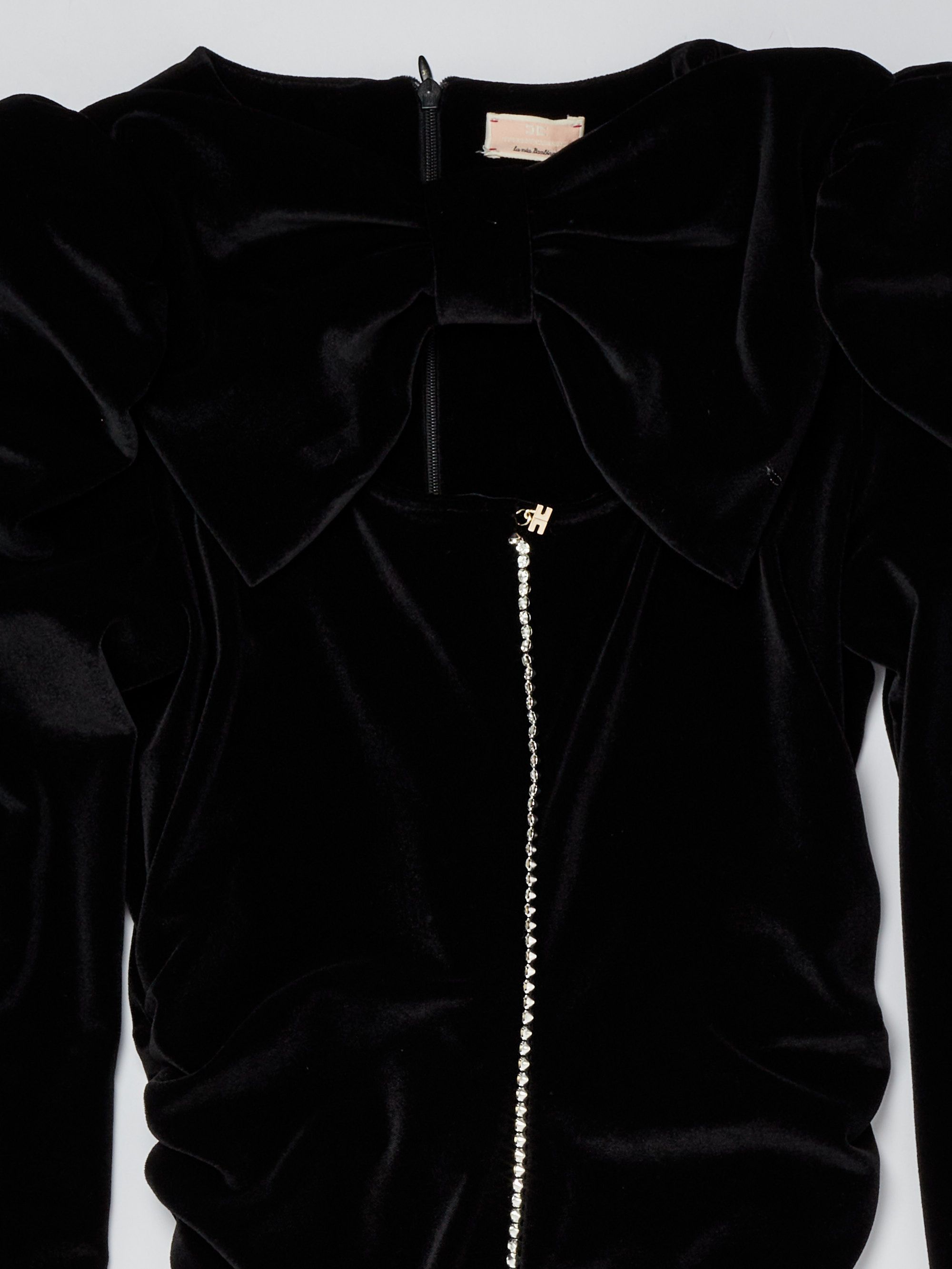 Elisabetta Franchi girl's dress in velvet with rhinestones Black