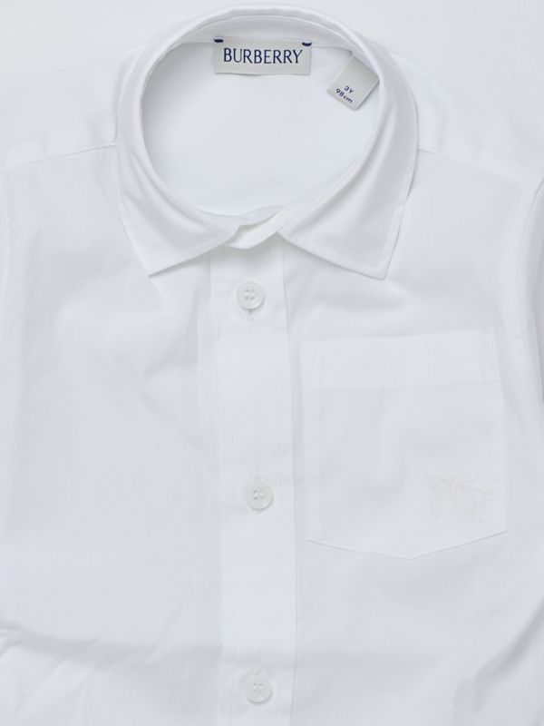 【関税&送料込】Burberry White Stretch Cotton Sweatshirt Burberry Slim Fit Monogram Motif Stretch Cotton Poplin Shirt