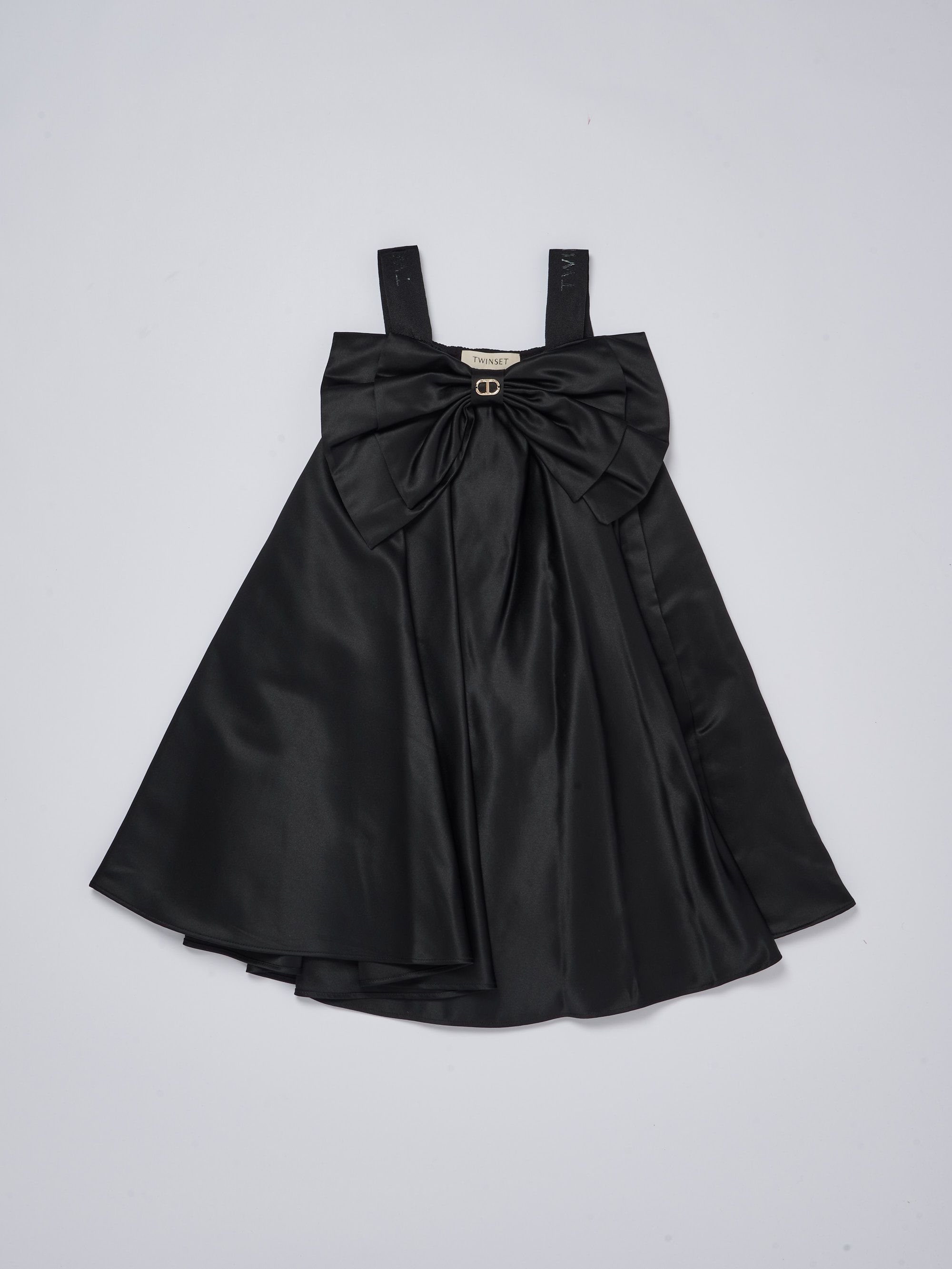 Twinset satin baby girl dress with bow 241gj2q90 Black