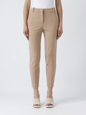 1. Pinko women's pants in technical viscose stretch fabric Camel Pinko