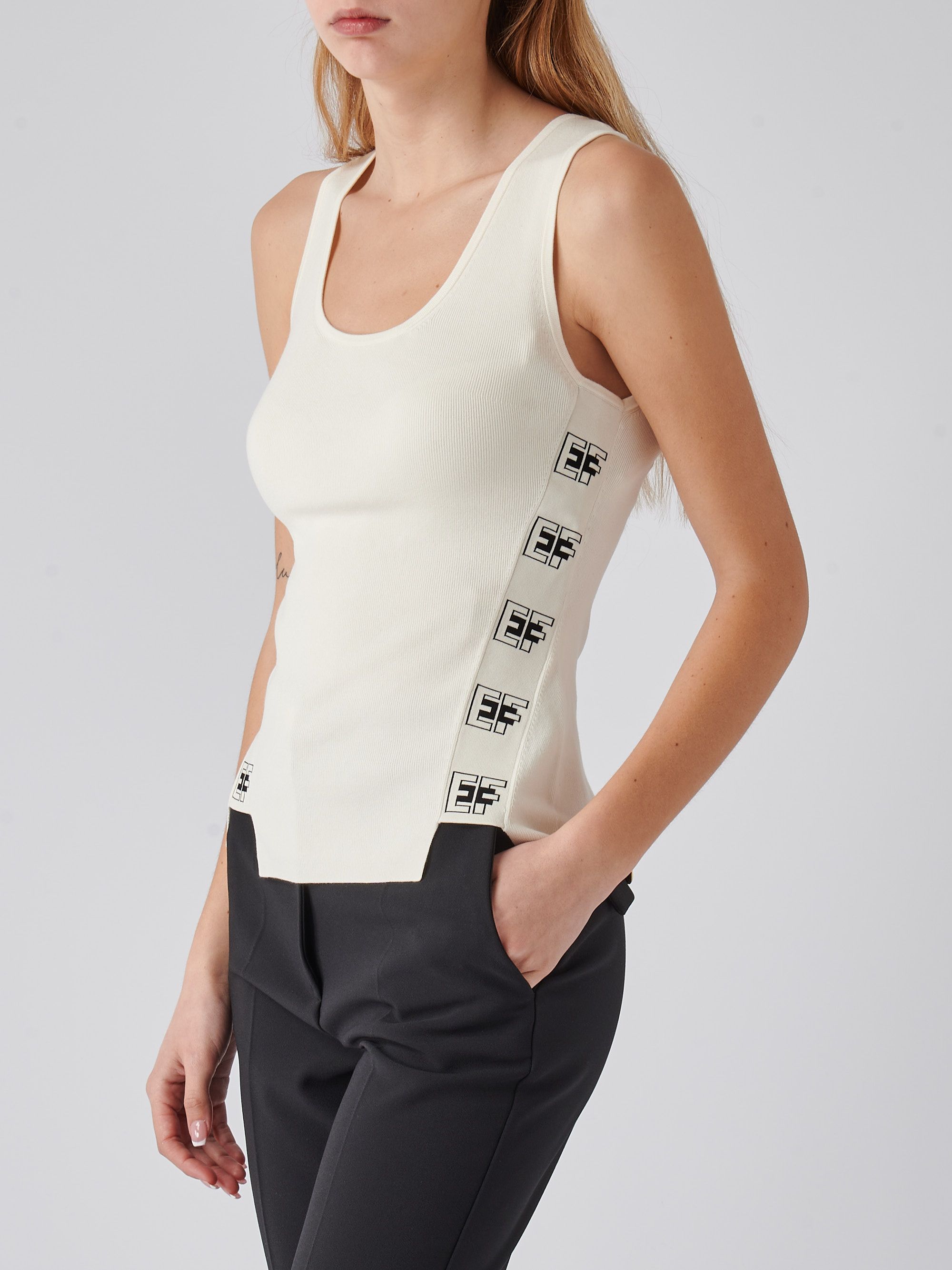 【ELISABETTA FRANCHI】フラウンス ニットイブニングドレス ２色 donna-abbigliamento-abiti-
