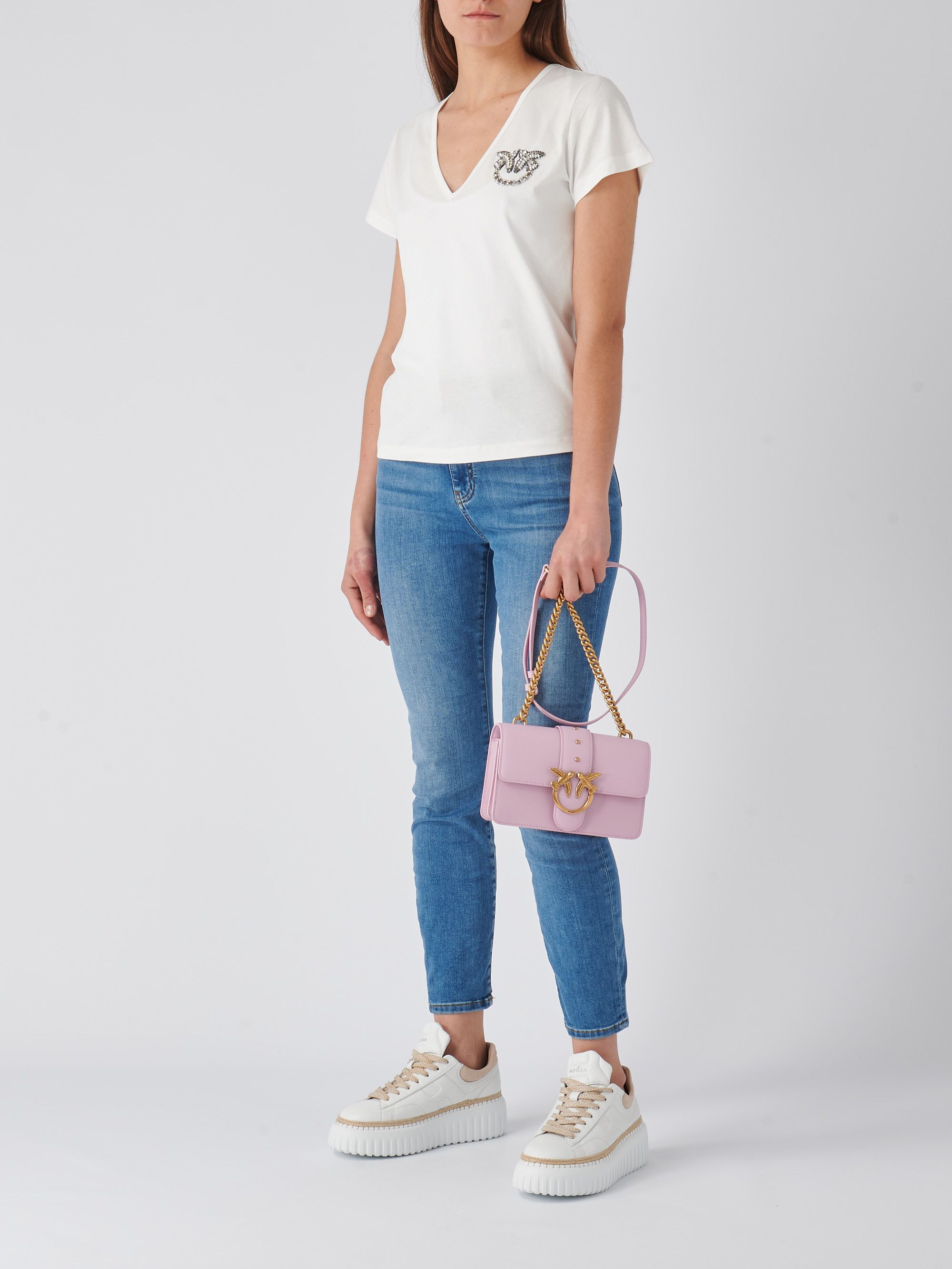 Pinko women's cotton T-shirt with logo 100372a1r7 White