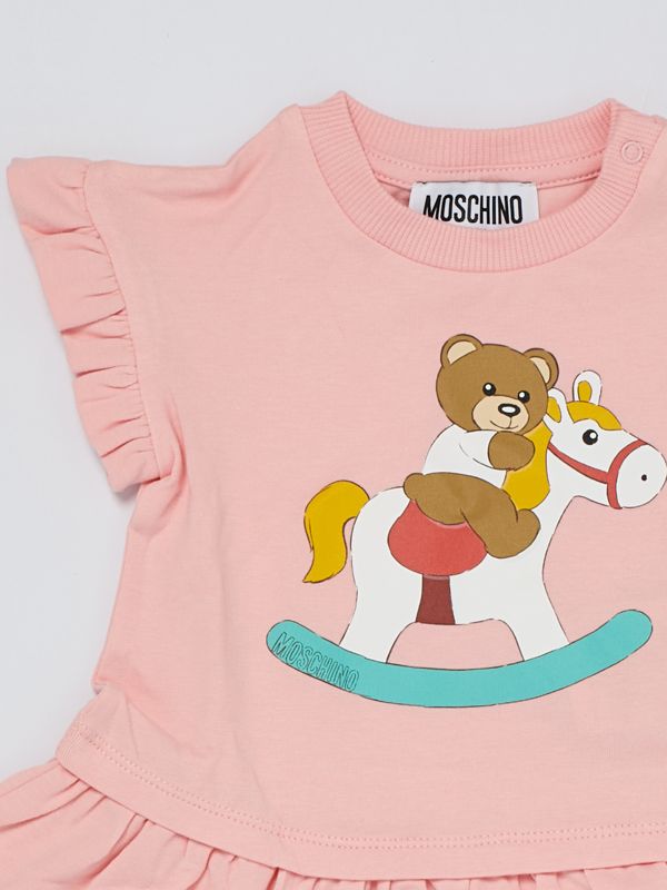 Teddy Bear Pink Baby Abbigliamento Moschino Kids Teddy Bear Onesie