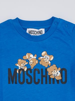 3. Moschino T-Shirt für Jungen aus Baumwollstretch mit Knöpfen Blau Moschino mwm032laa03