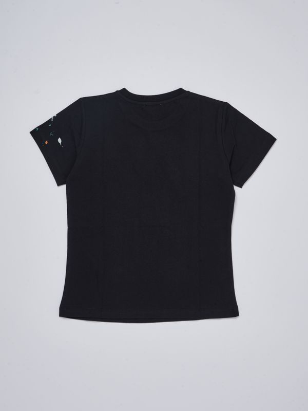 Tシャツ・カットソー Moschino Moschino Cotton T-shirt (242D0708 5442 3555 BLACK) Moschino - Black Repeat Logo Cotton T-Shirt | Childrensalon