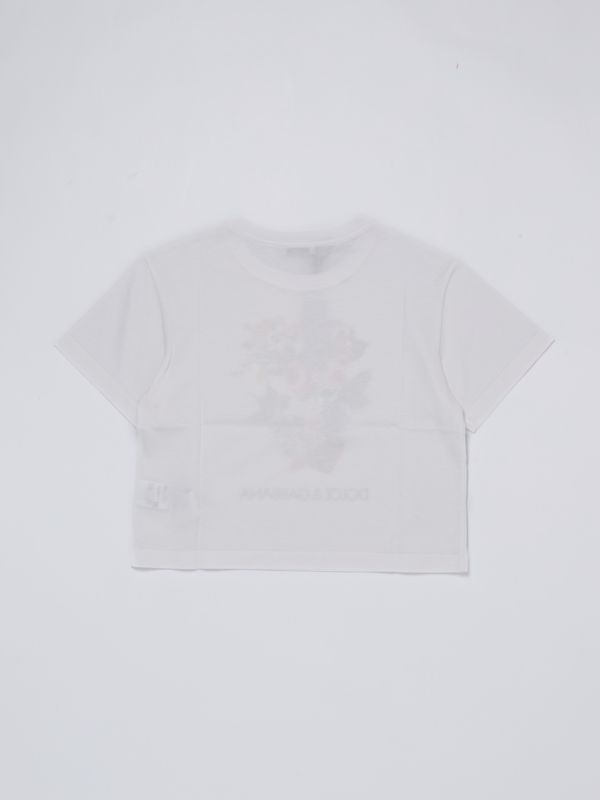 Dolce & Gabbana girl's cotton T-shirt with floral print
