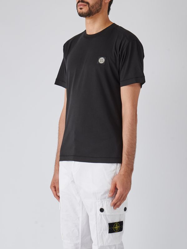 Stone Island men's cotton T-shirt with applied logo 801524113