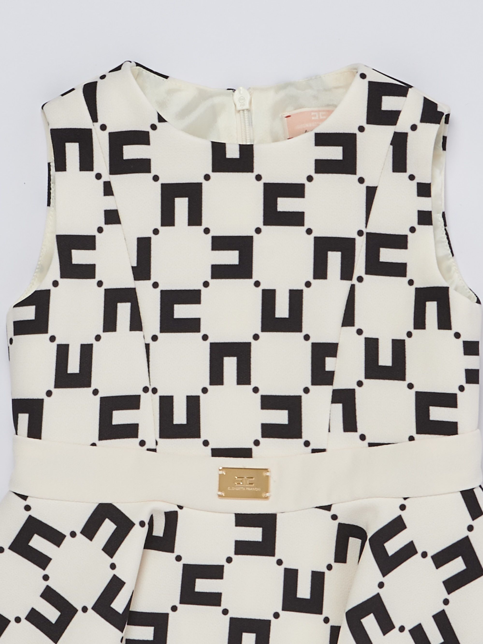 Elisabetta Franchi newborn dress in crepe with all over logo