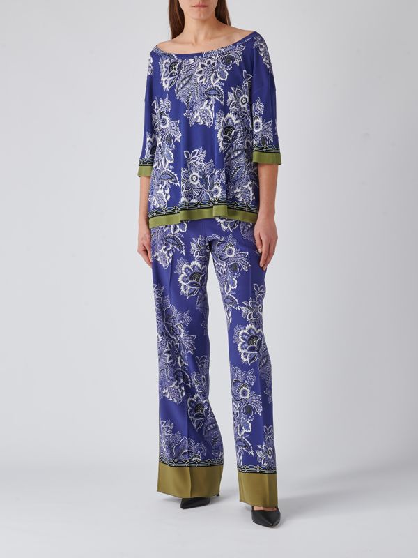 Etro women's silk pants wrea0014ak012 Floral | Caposerio.com