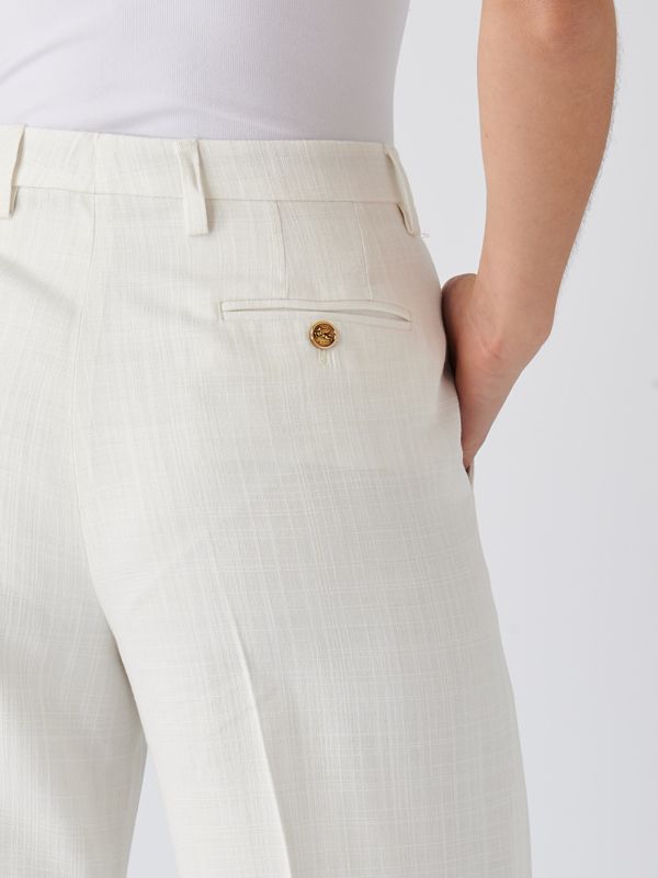 パンツ Etro White Viscose Straight Trousers With Slub Effect SLUB FABRIC TROUSERS | Trousers | ETRO