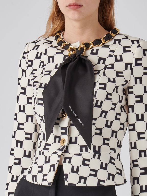 ジャケット ELISABETTA FRANCHI LIGHT CREPE JACKET Lightweight crêpe jacket with bows | Elisabetta Franchi