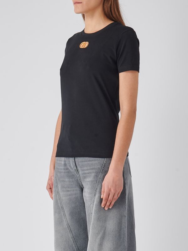 Elisabetta Franchi cotton jersey T-shirt with logo plaque for