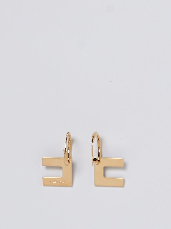 Elisabetta Franchi metal hoop earrings with logo for women