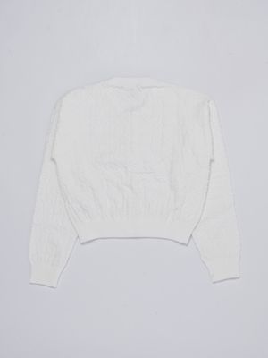 2. Cardigan bambina Michael Kors in misto viscosa con logo all over Bianco Sporco Michael Kors