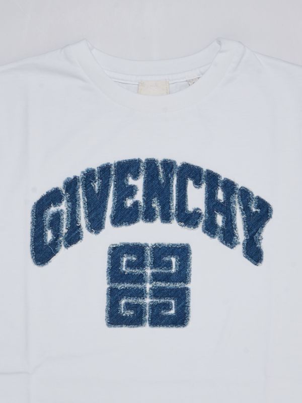 Givenchy boy's cotton T-shirt with denim logo h30167 White