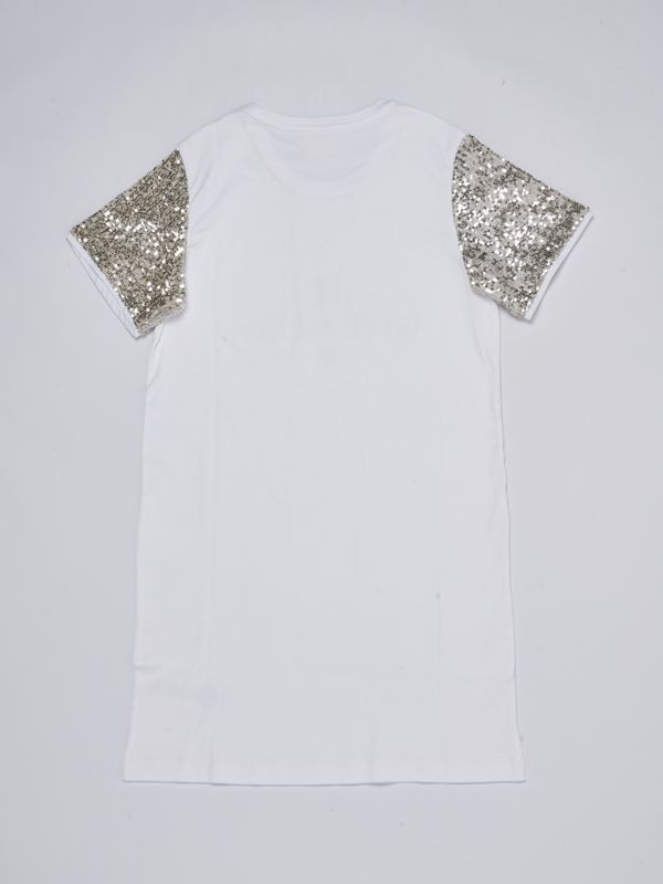 Vestito Bambina Con Paillettes E Tulle - Abito Principessa Cotone Con Ricami Floreali, Taglie 2-7 Anni - Foto 7