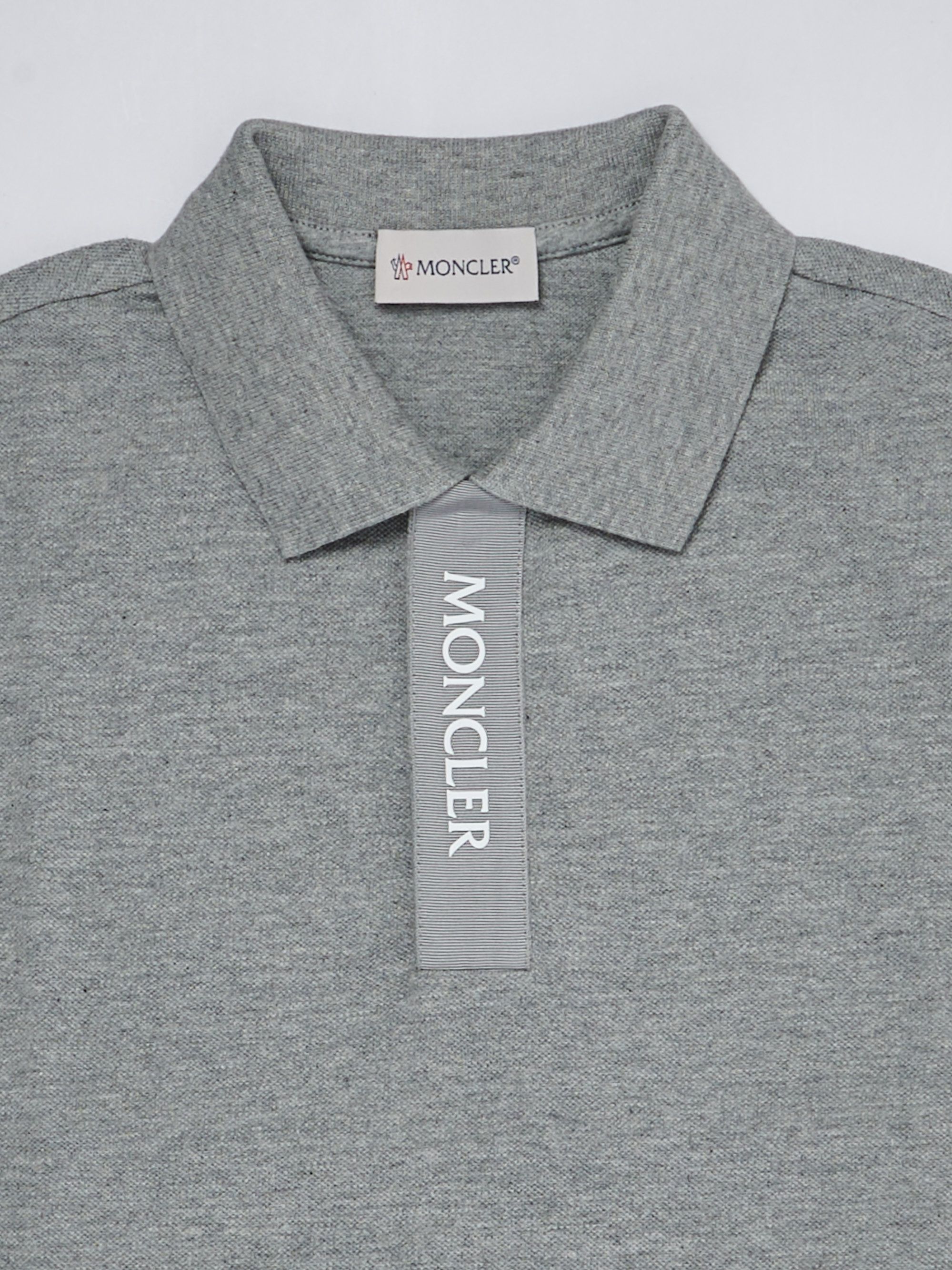 Moncler cotton polo shirt with grosgrain ribbon for men