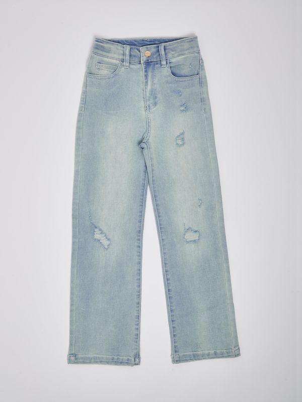 Twinset girl's cotton blend jeans with rips 241gj2051 Light Denim