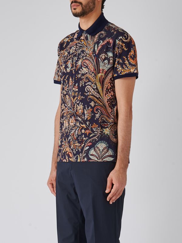 【ETRO】 dark blue cotton polo shirt （関税送料込） uomo-abbigliamento-polo-polo-