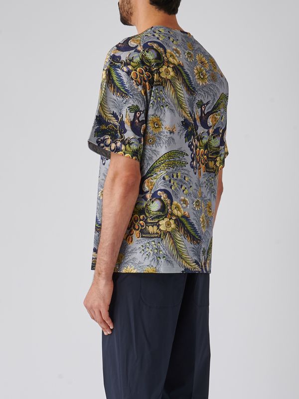Etro men's cotton T-shirt with peacock print mrma0004aj058