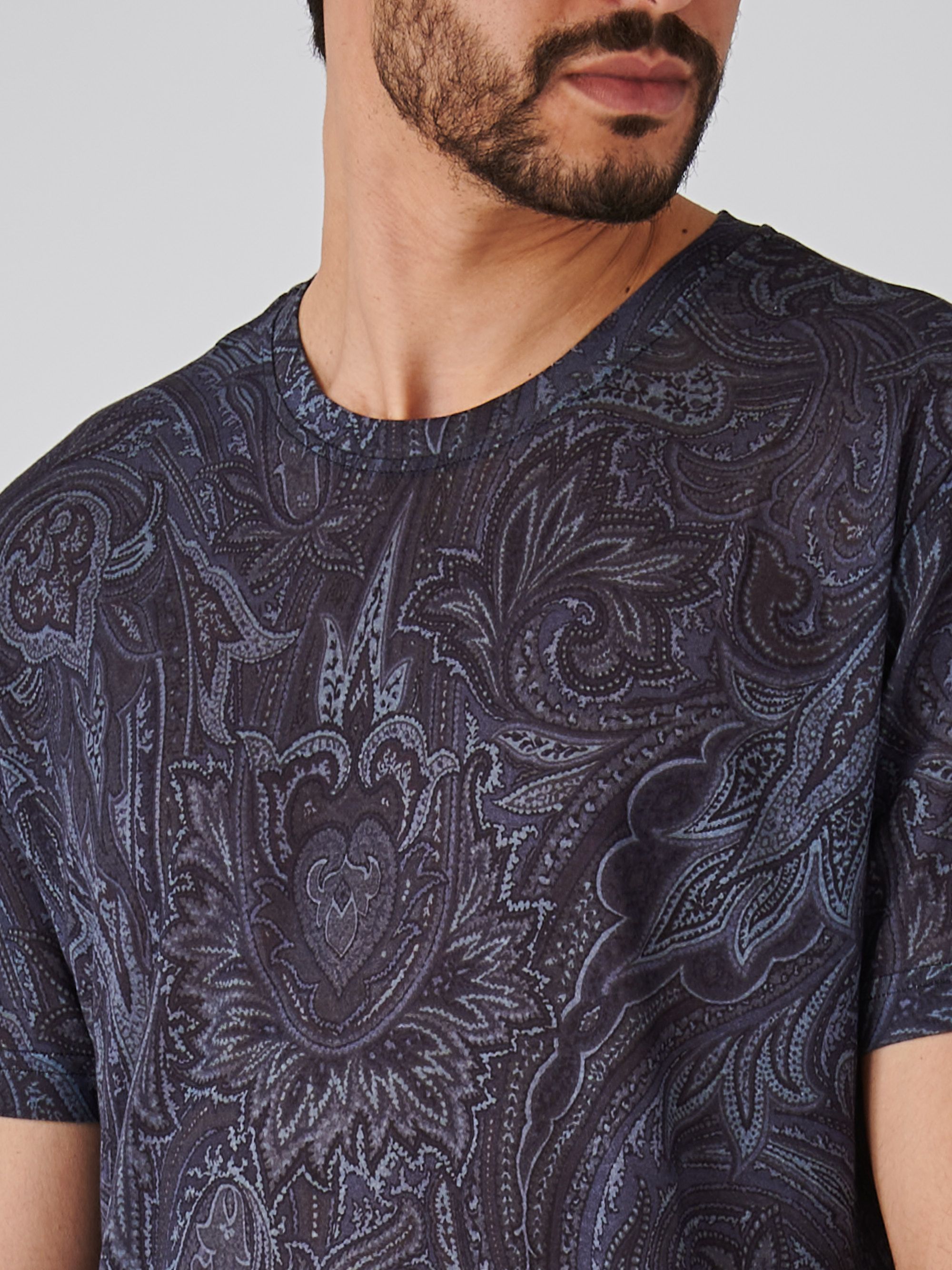 Etro men's t-shirt in lyoncell paisley mrma0002aj067 Navy