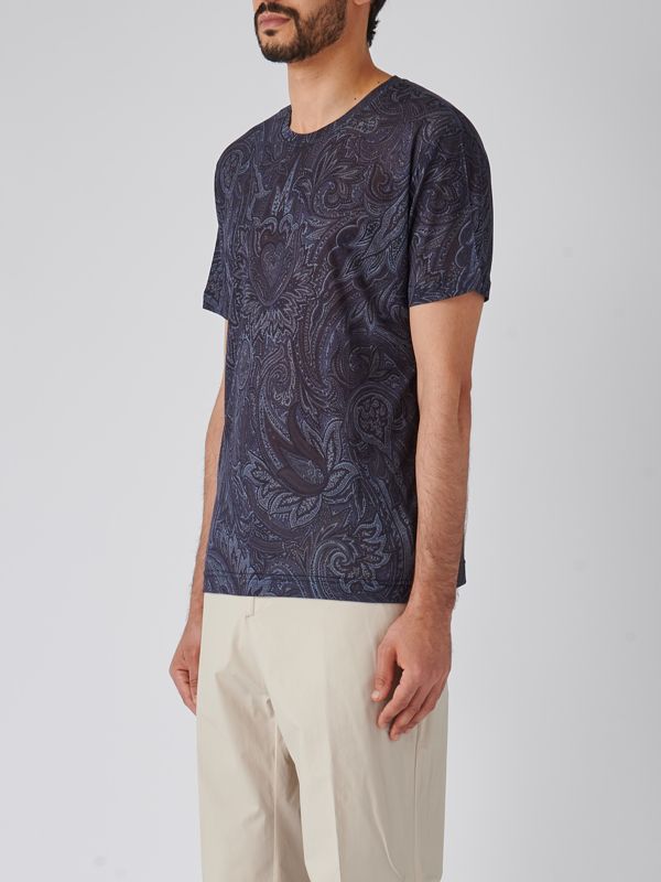 Tシャツ・カットソー ETRO Men T-shirt Navy MRMA0002AK576 X0883 Etro men's t-shirt in lyoncell paisley mrma0002aj067 Navy