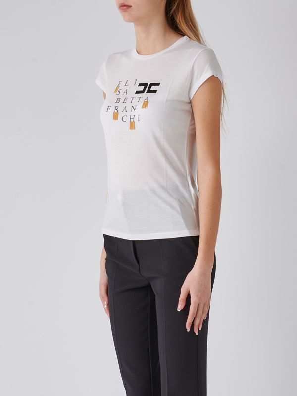 Elisabetta Franchi women's T-shirt in modal ma00841e2 Chalk