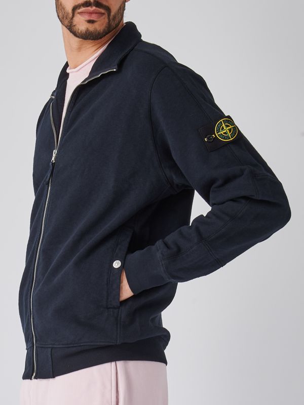 スウェット・トレーナー STONE  Zipper Sleeve Pocket Fleece Man to Man Navy 610 Upscale Men's Athletic Full Zip Fleece Sweatshirt - Navy