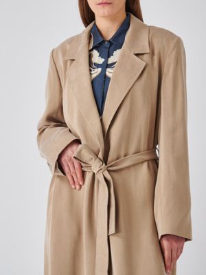 4. Max Mara Studio Dakar satin overcoat with belt for women Beige Max Mara Studio