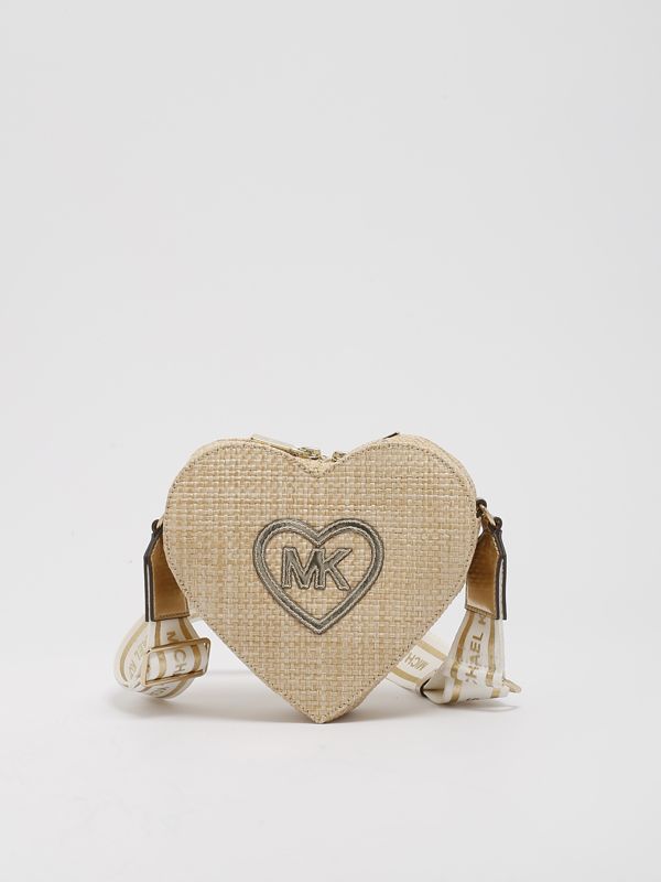 1. Michael Kors mini heart-shaped raffia bag for girls White Michael Kors