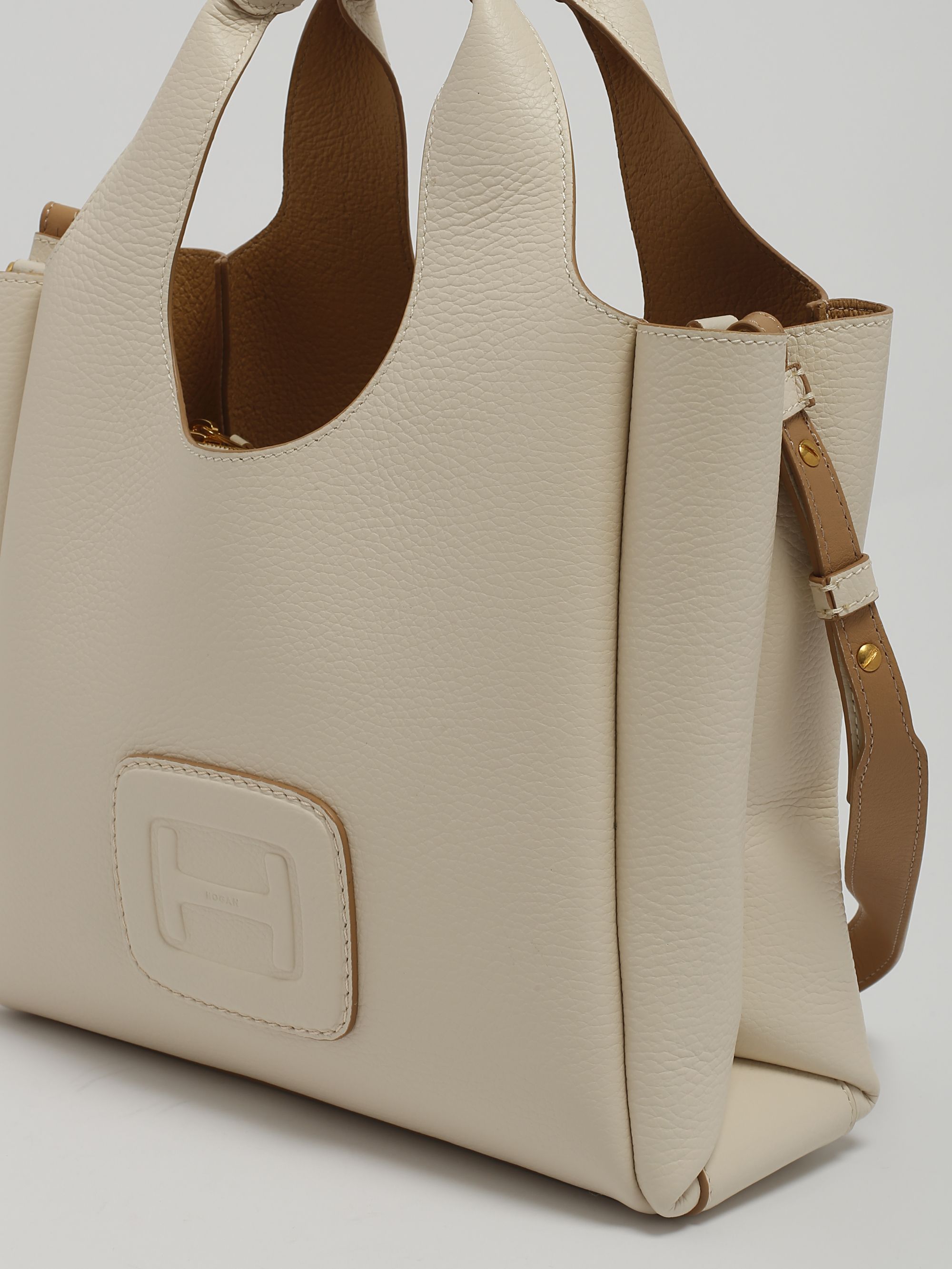 Hogan women's leather shopper bag with logo kbw01m30200r8t