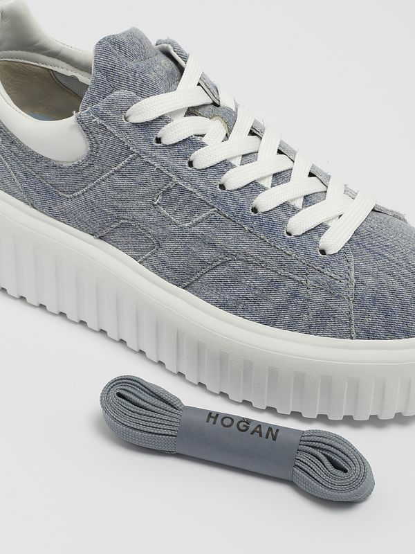 Hogan H Stripes fabric and leather sneakers for women