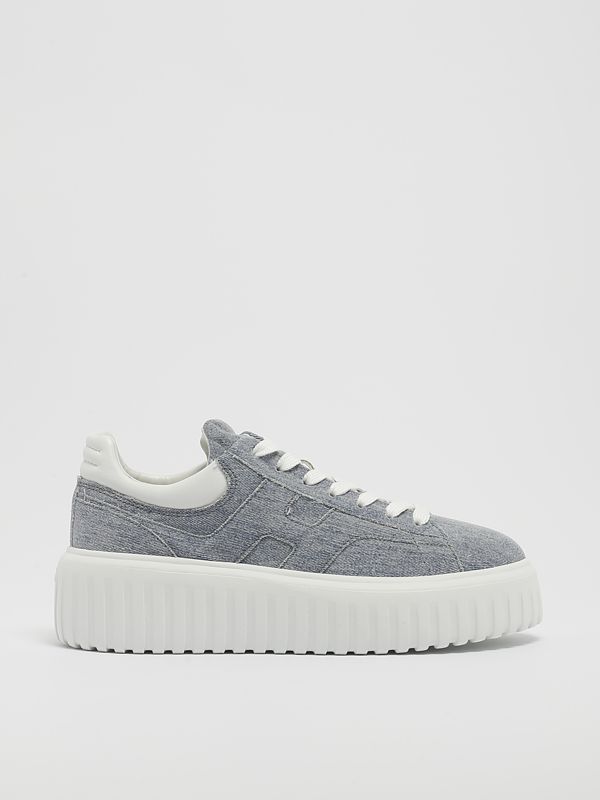 1. Sneakers Hogan H Stripes en tissu et cuir pour femme Denim clair Hogan