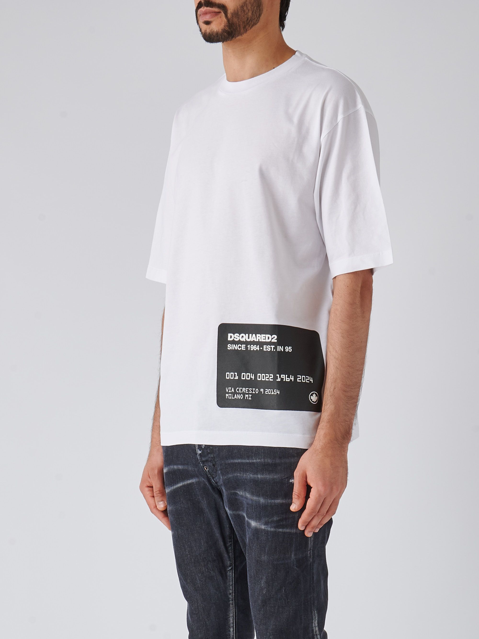 関税込み【DSQUARED2】 スポンジパッチ ロゴ Tシャツ ディースクエアード Dsquared2 DSQUARED2 Tシャツ BE ICON LOOSE
