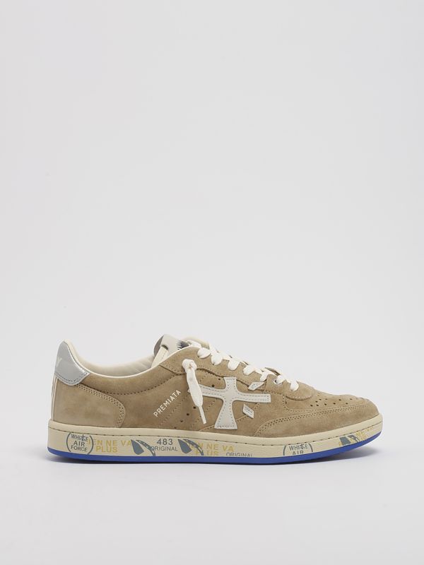 スニーカー PREMIATA BSKT-CLAYD-6780 Sneakers Basket Clay in pelle Basket Clay Premiata Men's White and Sky Blue Leather