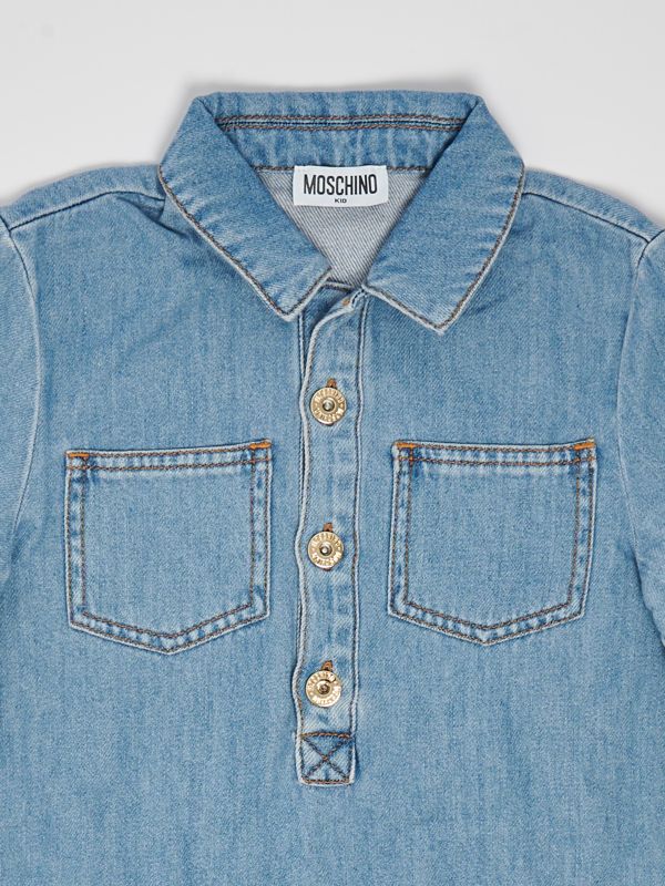 Abito bambina Moschino in cotone hdv0eml0e23 Denim Chiaro
