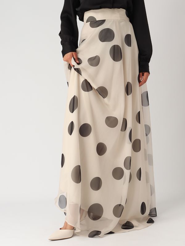 5. Gonna donna in chiffon Pois-Panna-Nero Giada Curti gcr24gc249c06