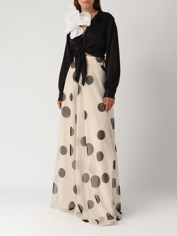 4. Gonna donna in chiffon Pois-Panna-Nero Giada Curti gcr24gc249c06