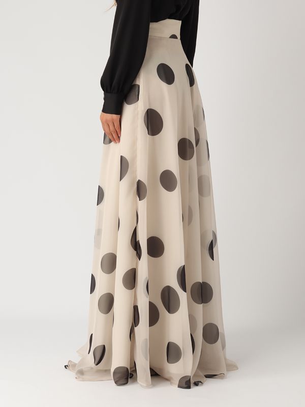 3. Gonna donna in chiffon Pois-Panna-Nero Giada Curti gcr24gc249c06
