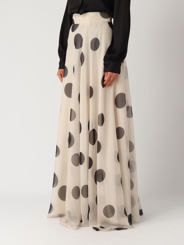 2. Gonna donna in chiffon Pois-Panna-Nero Giada Curti gcr24gc249c06