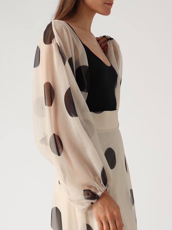 Giada Curti Women's chiffon shrug - Polka dots-White-Black | Caposerio.com