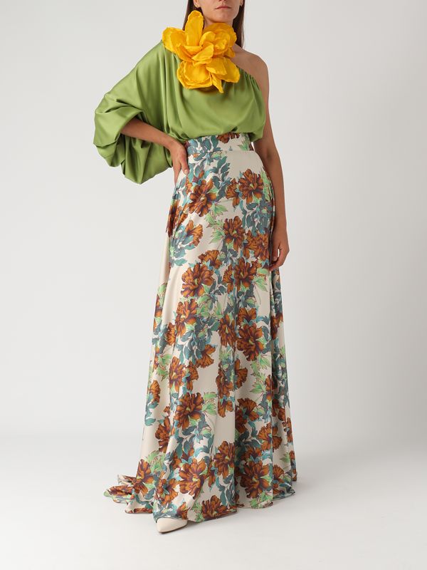 4. Satin skirt for women Floral Giada Curti gcr24gs219s17