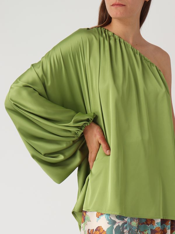 5. Women's satin top Olive green Giada Curti gcr24tm140s71