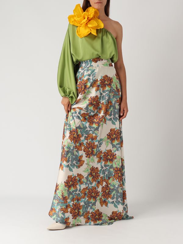 4. Women's satin top Olive green Giada Curti gcr24tm140s71