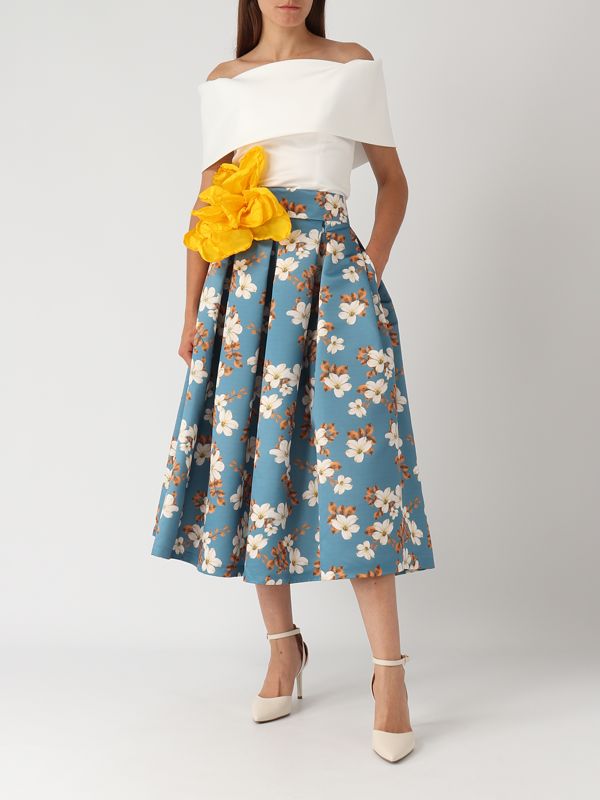 4. Gonna donna in tessuto duchesse Ottanio-Floreale Giada Curti gcr24g199d09