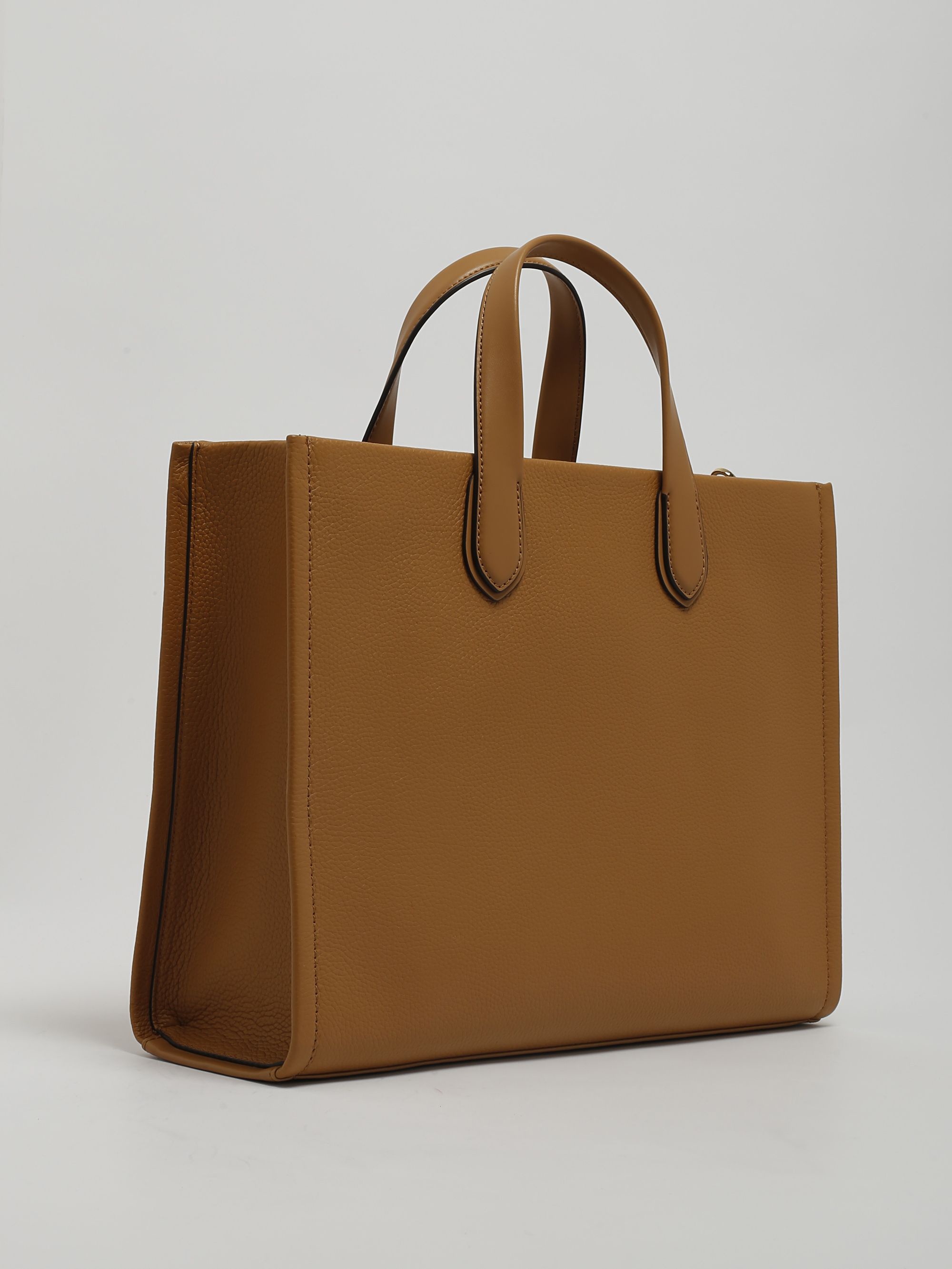 Borsa A Mano Media In Pelle Gigi – Tote Bag Con Ciondolo Cuore, Multiple Tasche, Pieno Fiore Marrone/Blu Navy