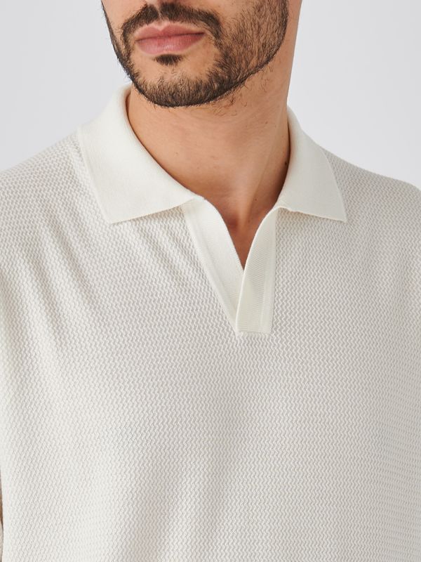 Gran Sasso men's silk and cotton skipper polo shirt