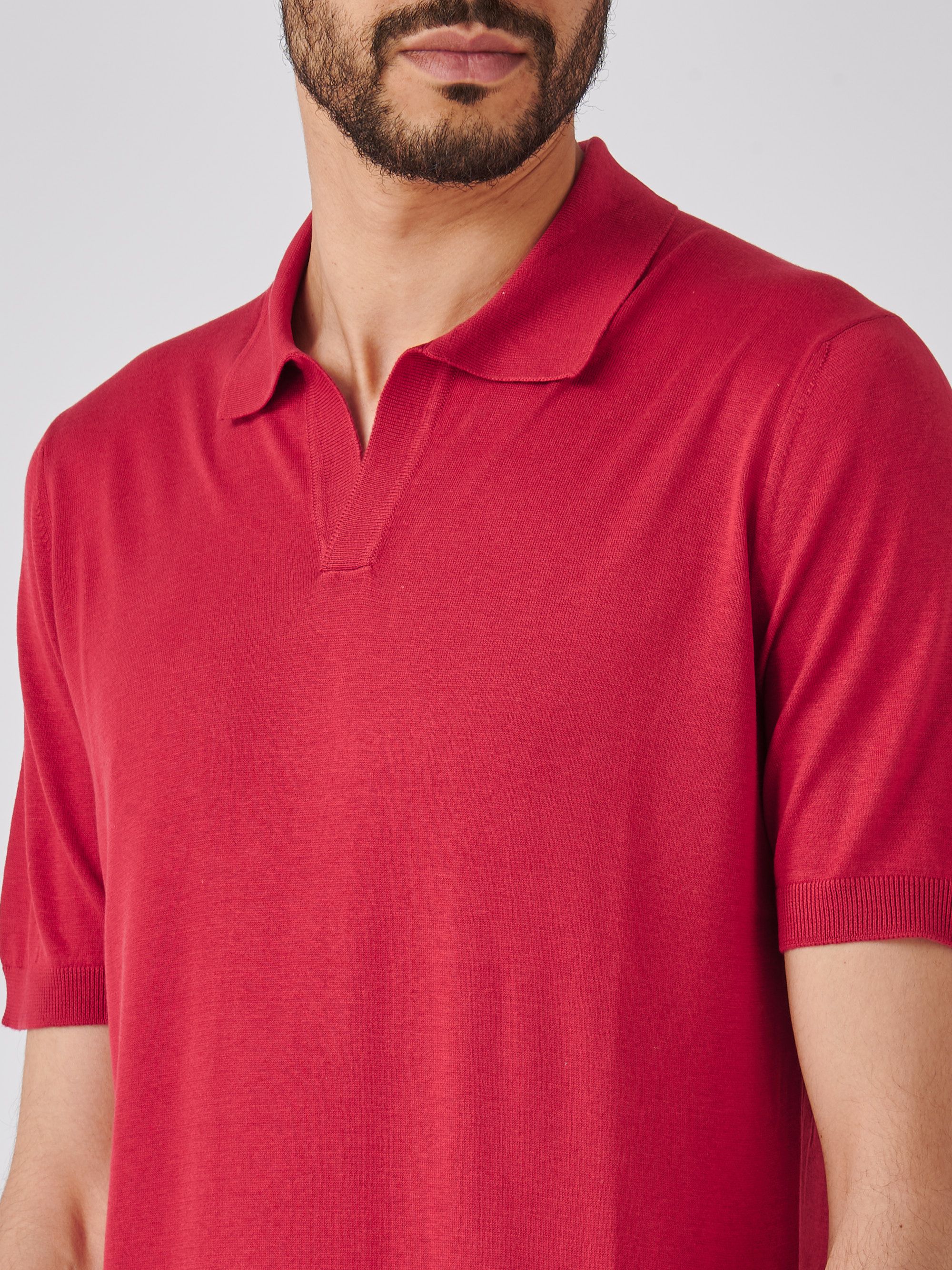 Gran Sasso men's silk polo shirt Red